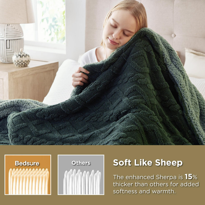 Couvre-lit en sherpa pour lit - douillette douce et douillette, couverture chaude en molleton épais pour l'hiver GentleSoft ™ ️