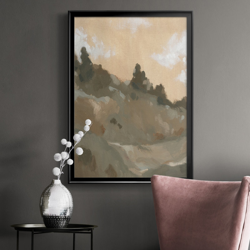 Toile encadrée haut de gamme Hillside Walking Path II - prête à être accrochée, Cadre noir, H 36,5 po x l 26,5 po x P 1 po