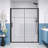 Single Sliding Opening Shower Door 56-60"W X 72"H Semi-Frameless Design Design Shower Glass Panel, 1/4" (6Mm) Clear Tempered Glass, Transparent Safety Film