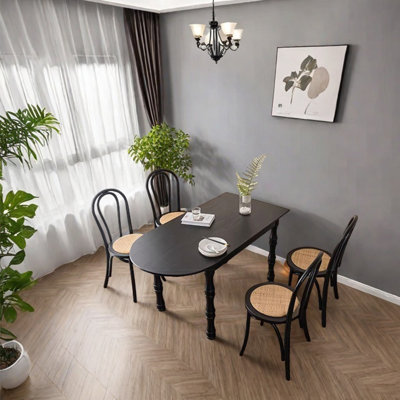 Vintage solid wood ash dining table set