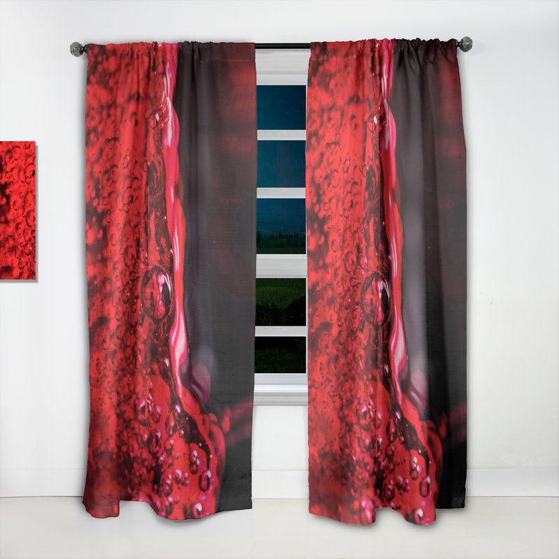 Vin rouge sur fond noir - Rideau moderne - Velours obscurcissant - 1 panneau, L 52 po x L 120 po