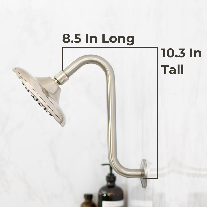 Bras de douche avec bride et col de cygne mural de 10,5 po, Nickel brossé