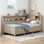 Lit de jour simple en bois avec tablettes de rangement et 3 tiroirs, lait blanc antique