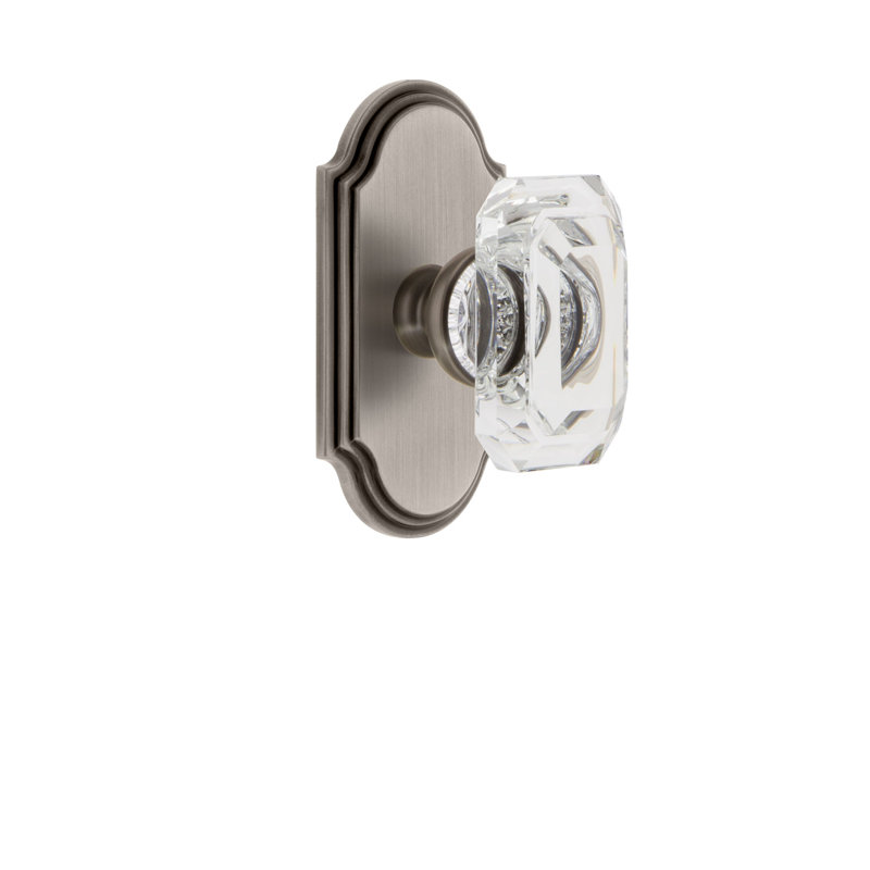 Poignée de porte en cristal Grandeur, Étain antique, 2 3/8"
