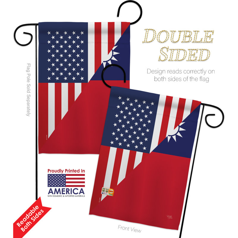 Friendship d’american taiwan-impressions décoratives soutenant nos troupes à 2 faces 18,5 x 18,5 po. drapeau de jardin en polyester
