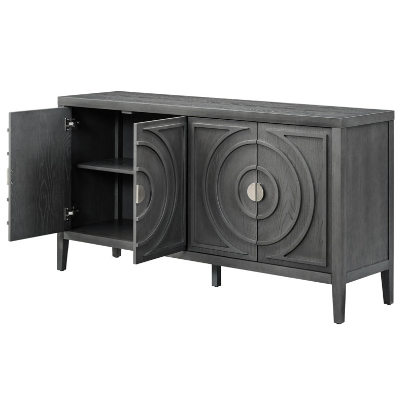 Buffet classique gris pour salle à manger - Complète l'installation avec des tablettes réglables et des portes fonctionnelles personnalisables