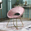 Splendide fauteuil rembourré en velours rose avec structure dorée confortable et robuste-1723051521