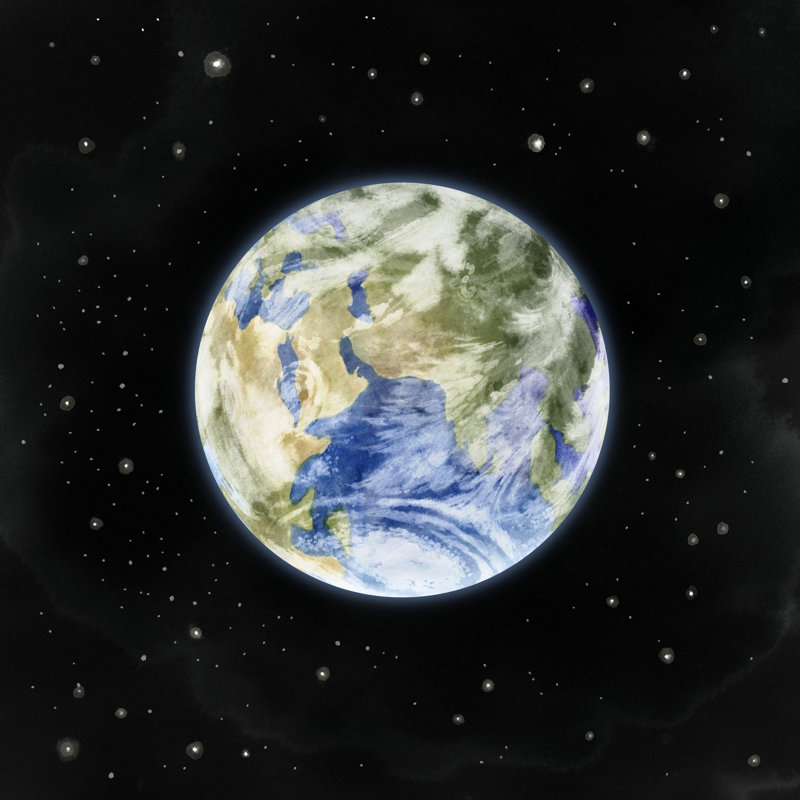 «Earth from Afar II» par Grace Popp - peinture sur toile tendue, H 12 po x l 12 po