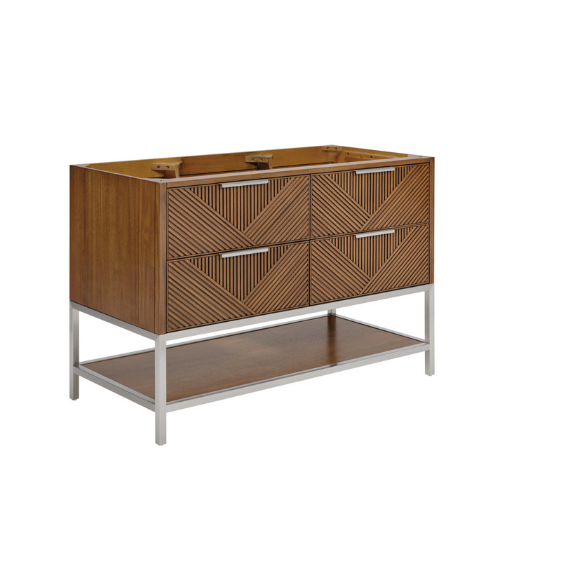 Diamond 48'' W Single Vanity, Italian Carrara Marble, Matte Black, Walnut