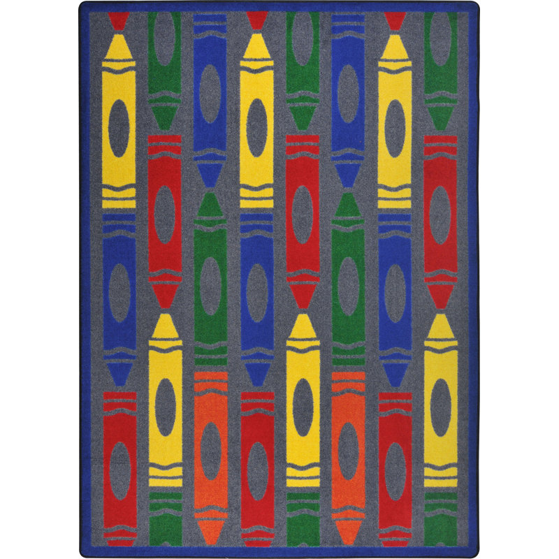Tapis à motif de crayons géants Playful, Rectangle 5 pi 4 po x 7 pi 8 po