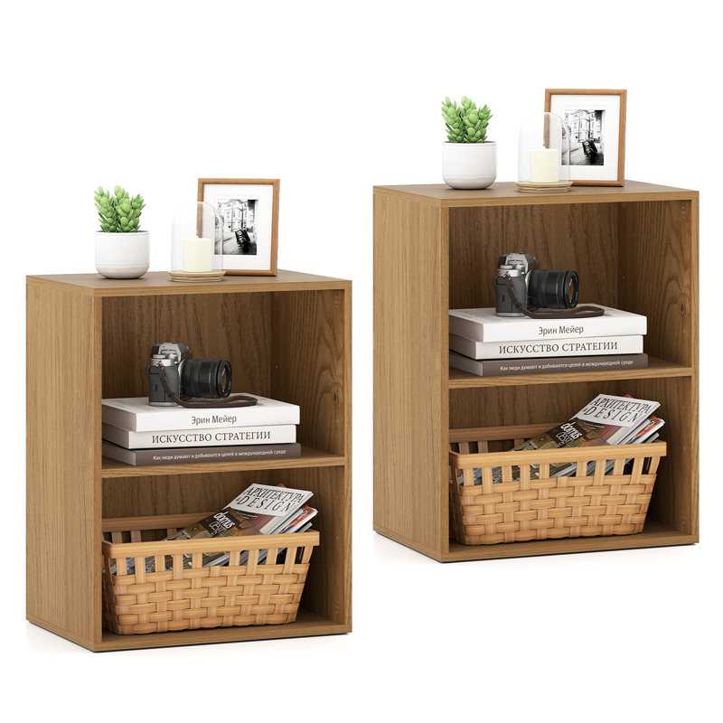 2 pièces Bibliothèque à 2 cubes avec tablettes réglables à 5 positions, Naturel, 2