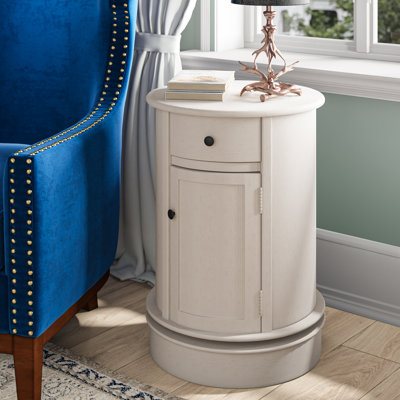 Regan Solid Wood Swivel Drum End Table with Storage by Charlton Home