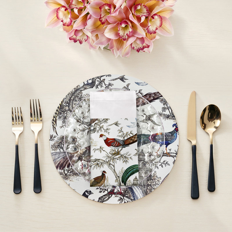 Pheasant Fall Sauvage Cotton Sateen Dinner Napkins, White