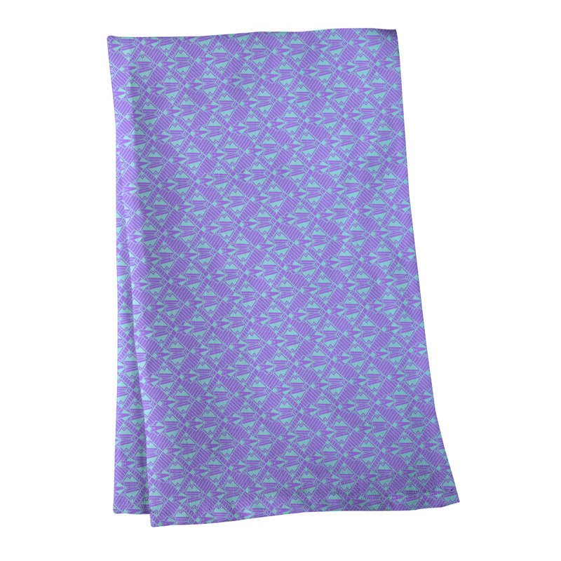 Torchon Suoz Classic Art Deco, Polyester sergé, Mauve / Bleu