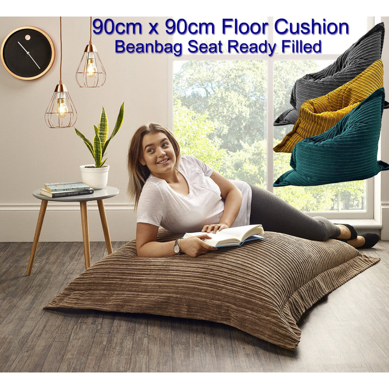 Corduroy Refillable Bean Bag Chair & Lounger, Mustard