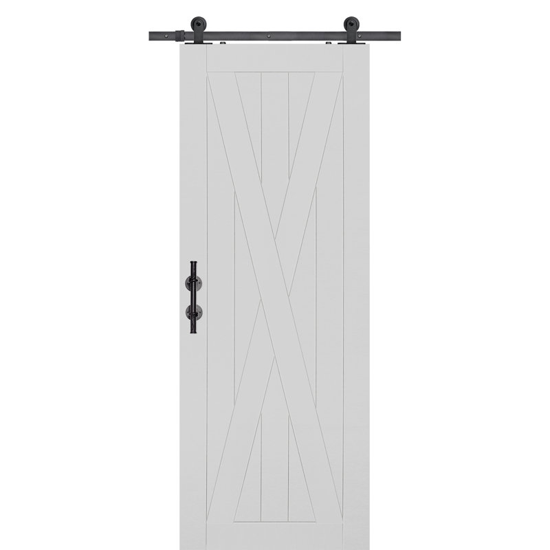 Porte de grange en bois manufacturé lambrissée apprêtée sans trousse de quincaillerie d'installation, 36 po x 80 po