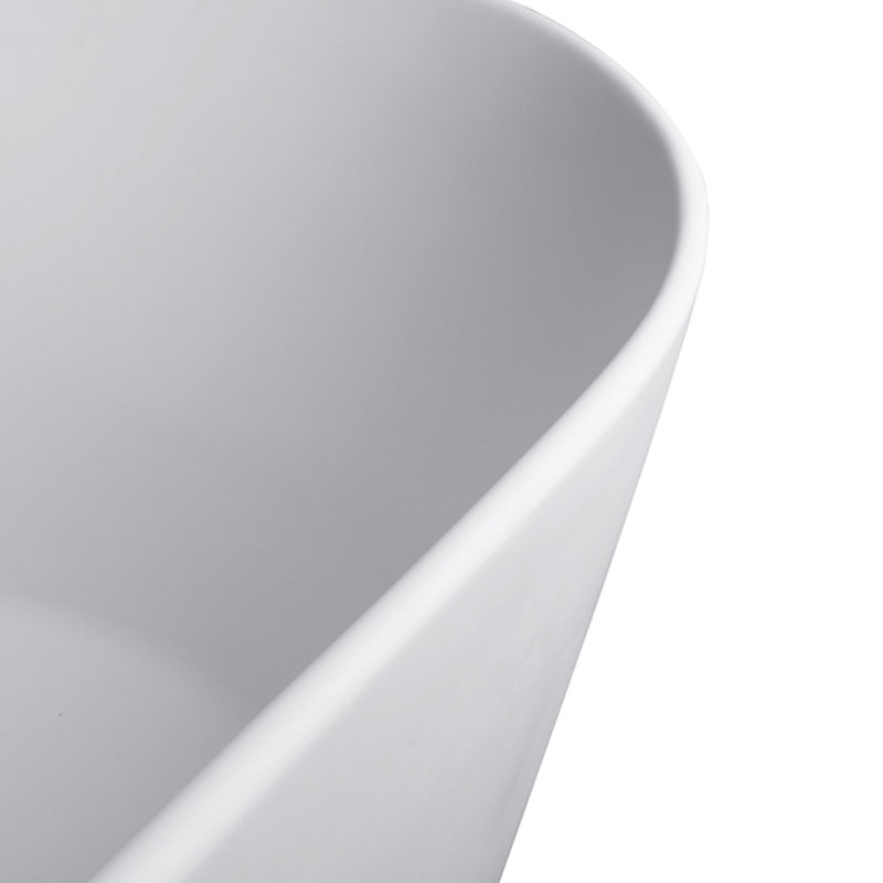 67-Inch Solid Surface Stone Resin Oval Shape Soaking Bathtub With Overflow For The Bathroom