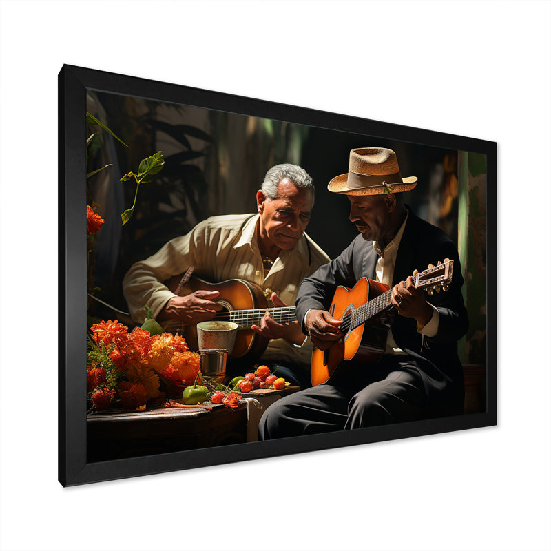 " Cuba Tropical Rhythms I ", 30" H x 40" W x 1.5" D, Black Single Picture Framed