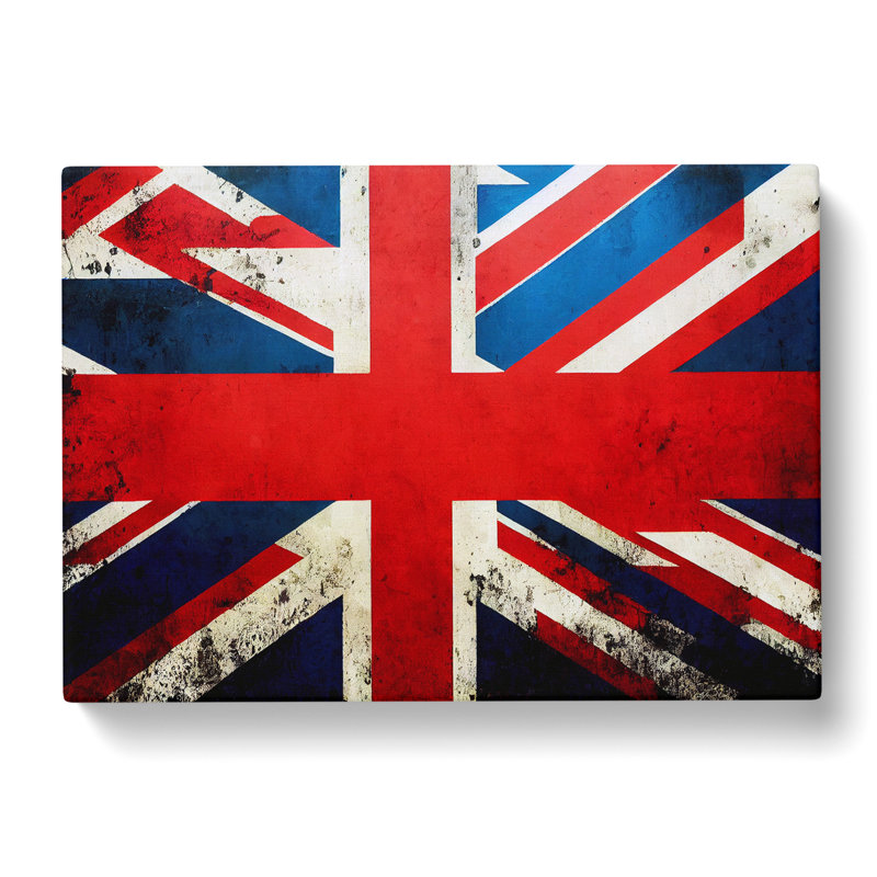 Painted Union Jack Flag Vol.4 Abstract - Wrapped Canvas Painting, 35cm H x 50cm W x 3cm D