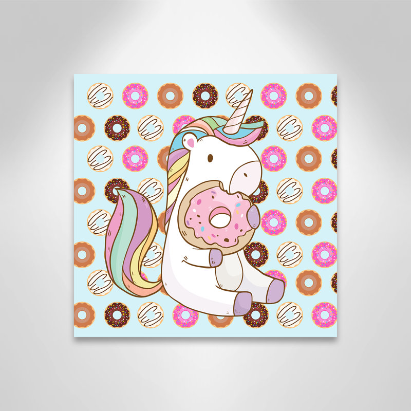 Donut Unicorn Wall Decal, 16" H x 16" W x 1.5" D, Canvas