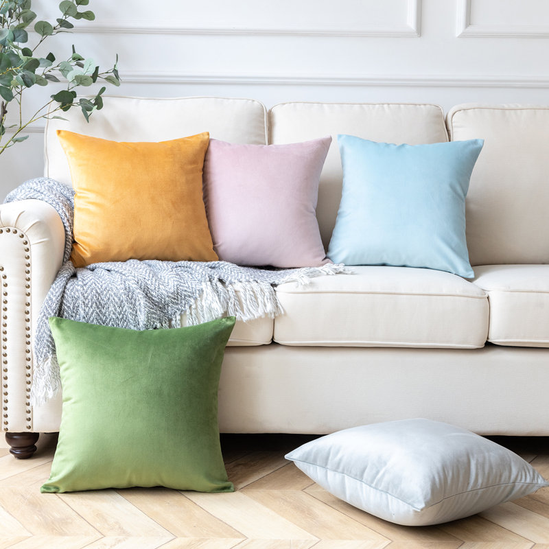 Reversible Throw Pillow, 18"H x 18"W, Light Green/Dark Coffee