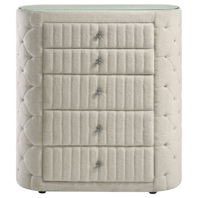 Giada 5-Drawer Upholstered Bedroom Chest Of Drawers Ivory
