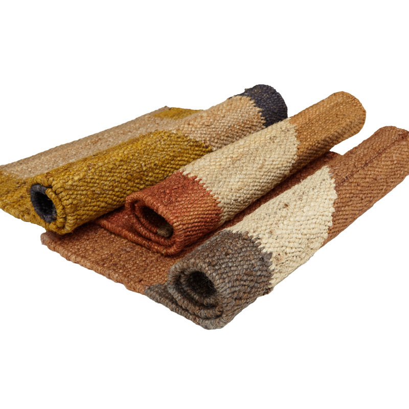 Rectangle Geometric Flatweave Hemp Area Rug in Brown, Rectangle 9' x 12'