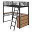 Lit mezzanine en métal avec tablettes et bureau en L-408288112
