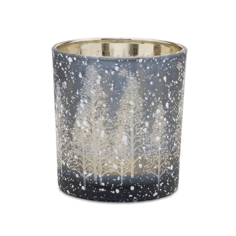 Porte-votives en pin bleu marine (ensemble de 3)
