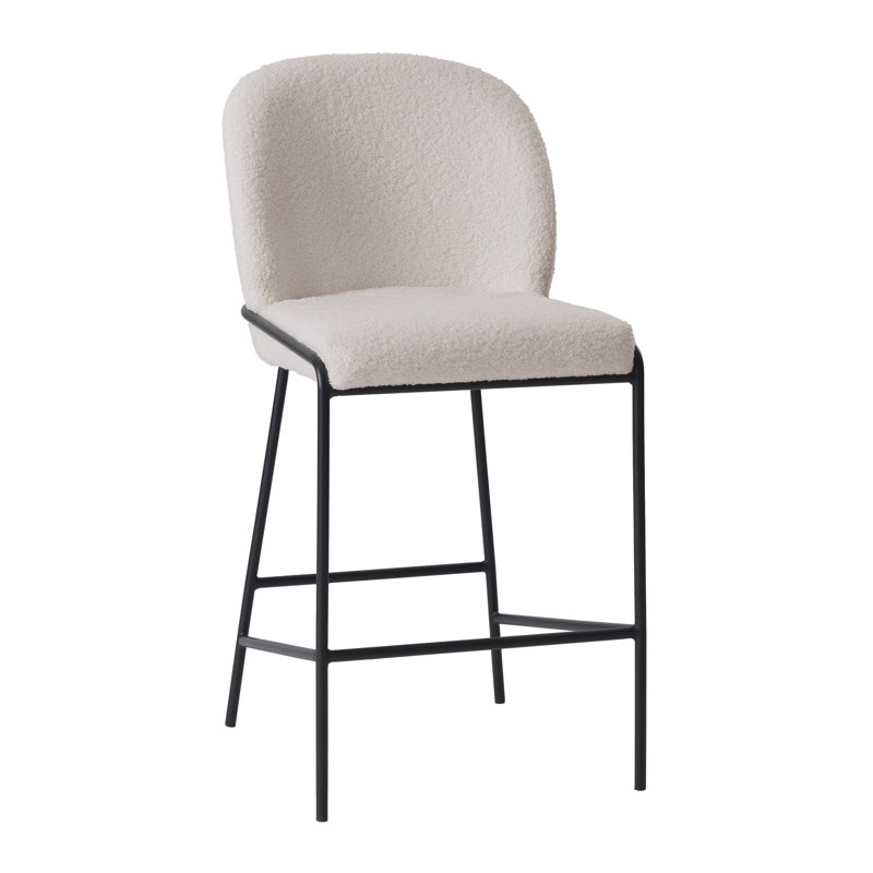 Deciderio Countertop Stool of 26.25" with metal feet, Boucle - blanc