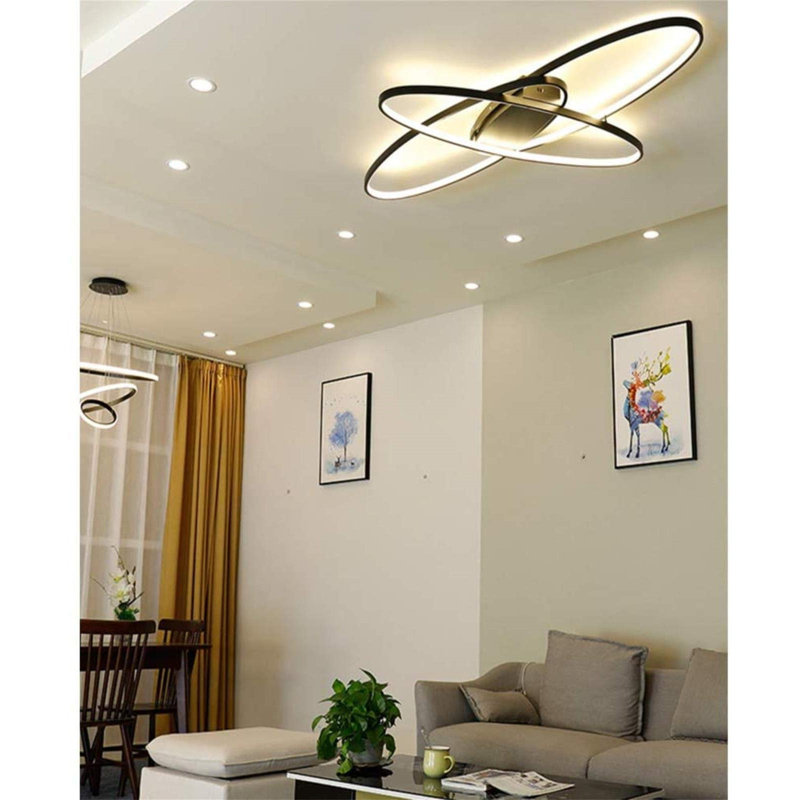 LED Flush Mount, Black/White
