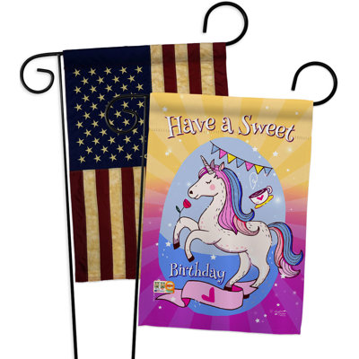 Double Sided 18.5'' H x 13'' W Polyester Birthday Garden Flag