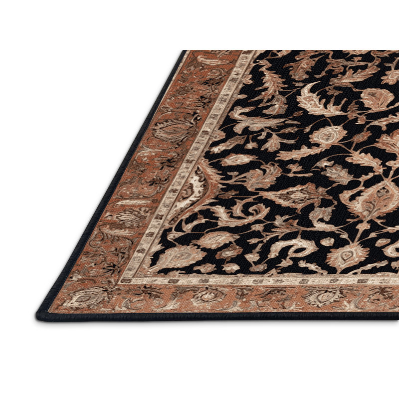 Machine Washable Persian Brown Area Rug, Runner 2' x 4'