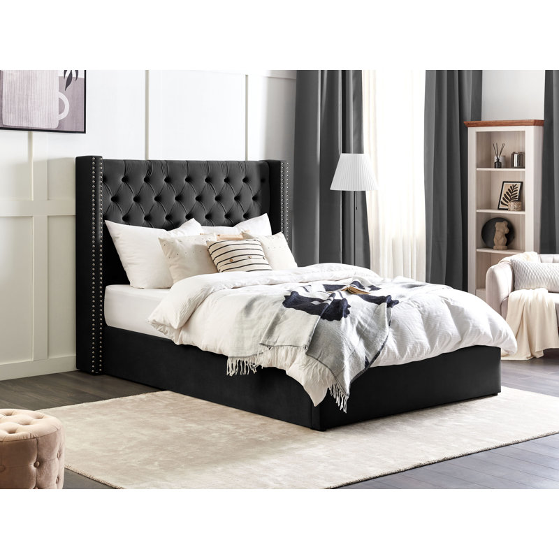 Shala Upholstered Ottoman Storage Bed, Double (4'6), Black