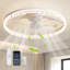 Ventilateur de plafond encastré moderne 24 po avec lumière DEL et télécommande-719078306