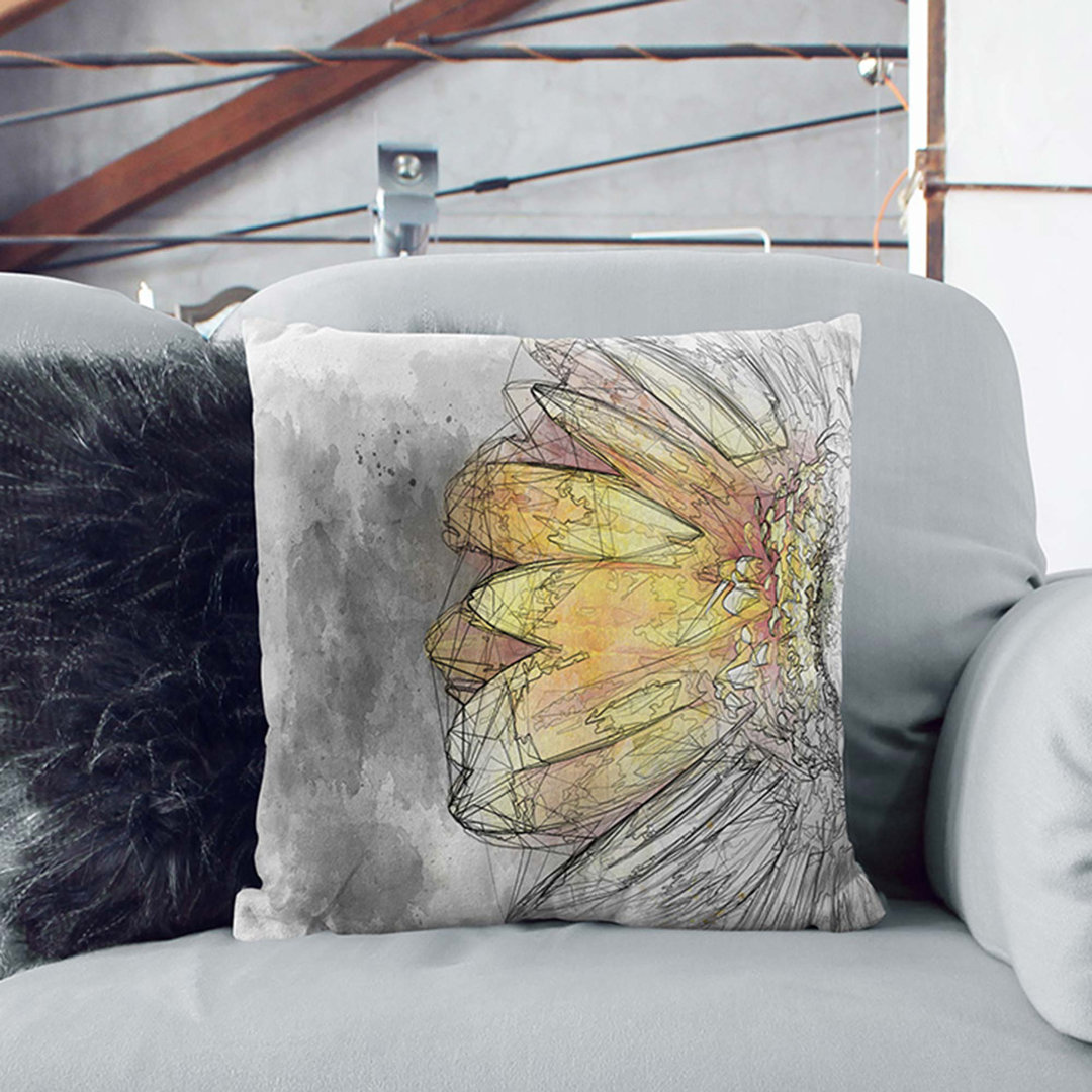 A Beautiful Yellow Flower in Abstract Cushion with Filling