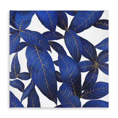 Abstract Modern Blue Leaves Tablecloth | Floral Home Decor