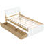 Lit simple avec tête et pied blanc brillant - 2 tiroirs de couleur chêne pour un meilleur rangement-1878217743