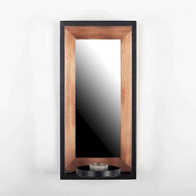 Cadre noir avec porte-bougie votive et miroir intérieur brun