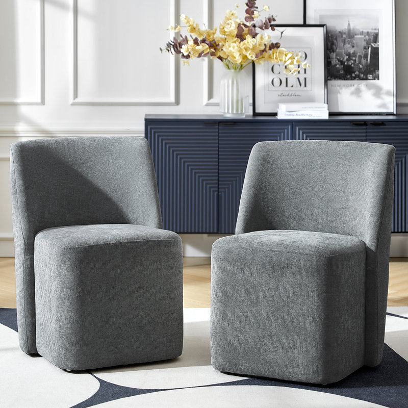 Chaise de salle à manger moderne avec roulettes 23,5 "Leonas (ensemble de 2), Gris