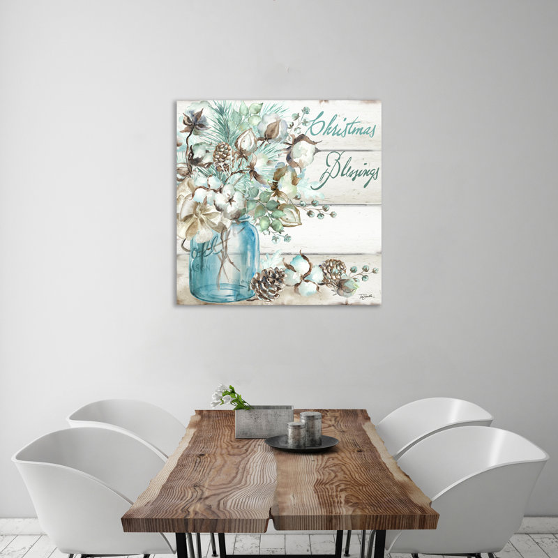 Cotton Boll In Mason Jar: Christmas Blessings - Wrapped Canvas Painting, 76 cm H x 76 cm W