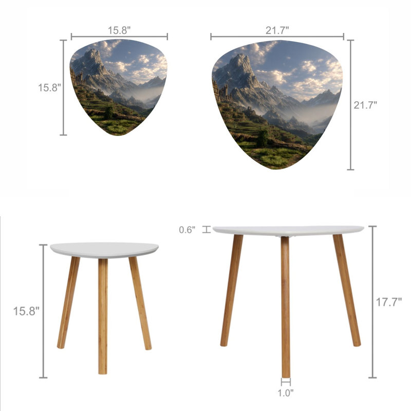 Ensemble de 2 tables basses gigognes triangulaires Sunrise Machu Picchu