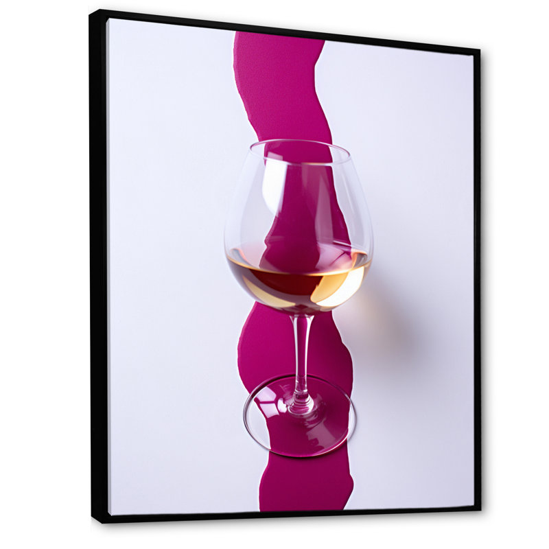 Verre à vin blanc présentation magenta, 20" H x 12" W, Cadre flottant noir