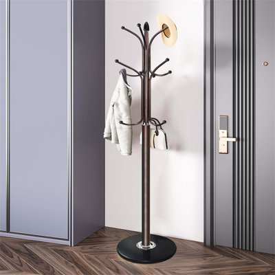 Metal Coat Rack With Natural Marble Base And 12 Hooks