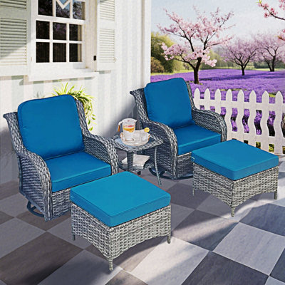 5 Piece Rattan Outdoor Conversation Set