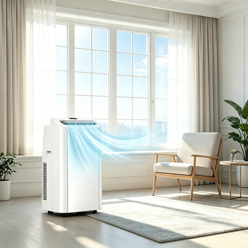 Climatiseur portatif 12 000 BTU (8 000 BTU SACC), 550 Sq. Pi. Unité CA 45dB silencieuse écoénergétique, refroidissement sans drainage avec mode sec, modes veille et télécommande pour appartements et chambres à coucher