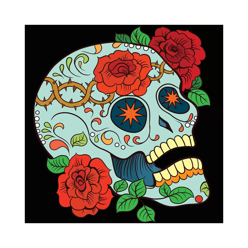 Skull And Roses by Art Mirano - Wrapped Canvas Print, 93.98 cm H x 93.98 cm W