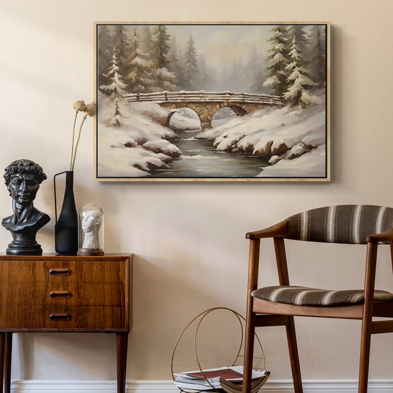 Paysage rétro CLCLVI, H 27 po x l 41 po x P 2 po, Toile avec cadre flottant noir