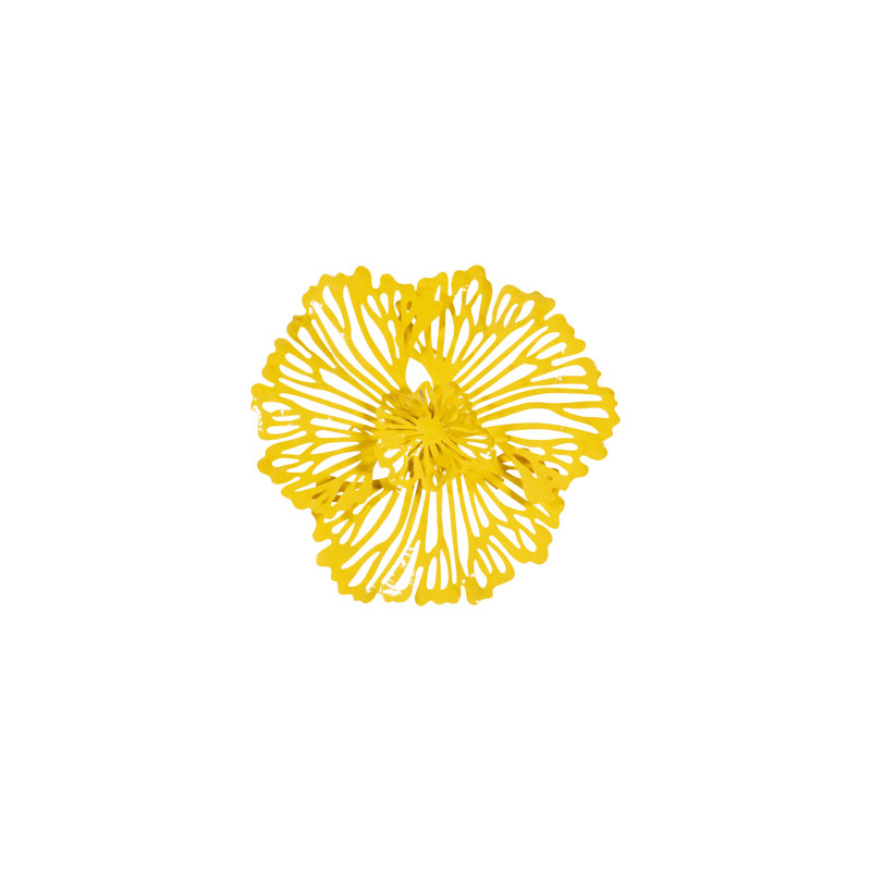 Flower Wall Art Extra Small Metal, Yellow