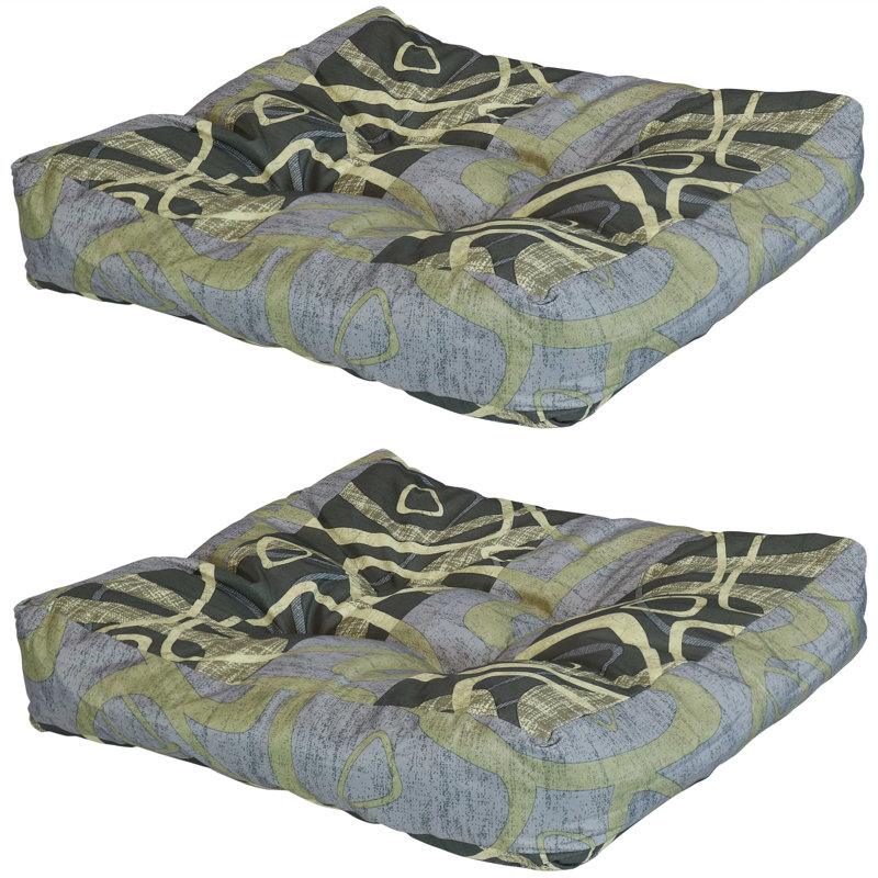 Outdoor Patio 20" x 20" Square Tufted Seat Cushion Set - Neutral Abstract, Neutral Abstract